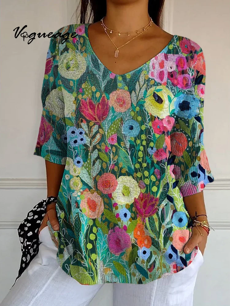 Gentle And Comfortable Flowers And Plants Knitted Sweater