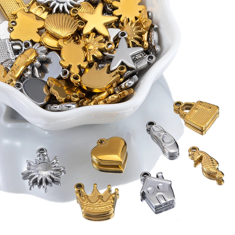 10 PCS/Package 14 * 12mm 304 Stainless Steel Tortoise Dolphin Shell Pendant Jewelry Accessories