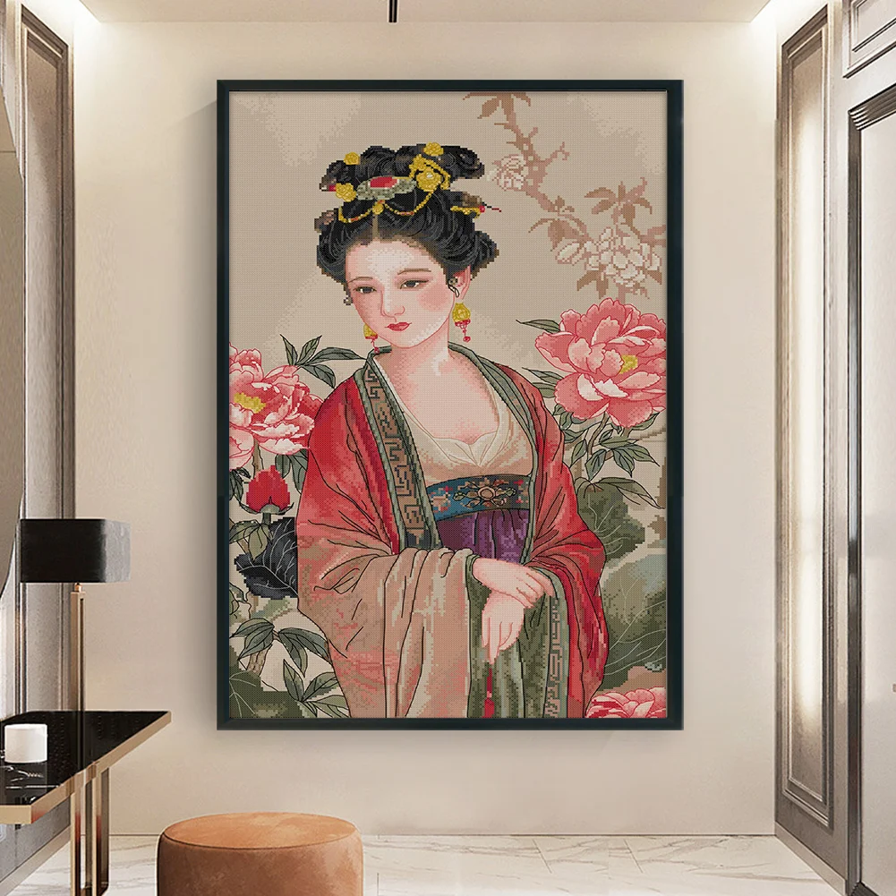 14CT Full Stamped Cross Stitch - Lady(Canvas|41*63CM)