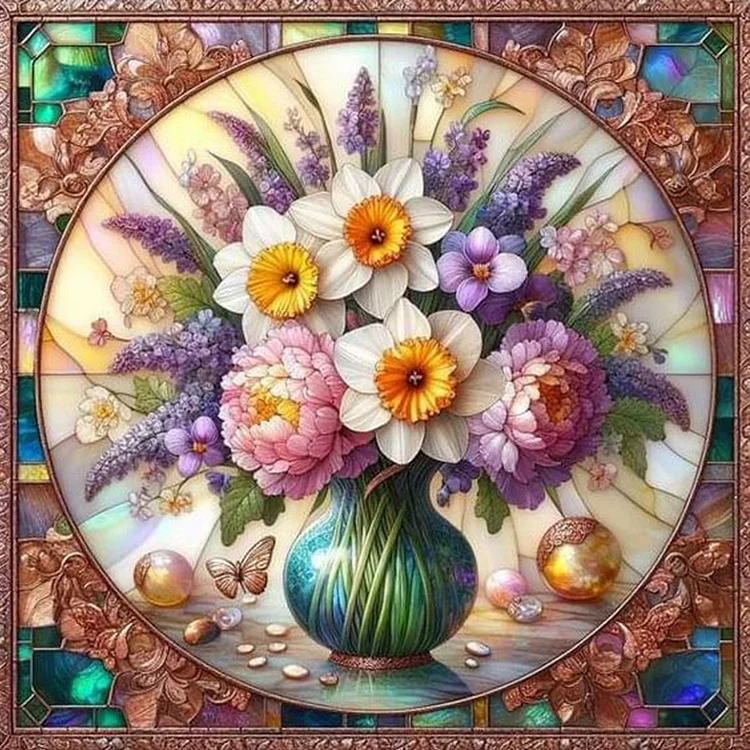 Bouquets 40*40CM (Canvas) Full Round Drill Diamond Painting gbfke