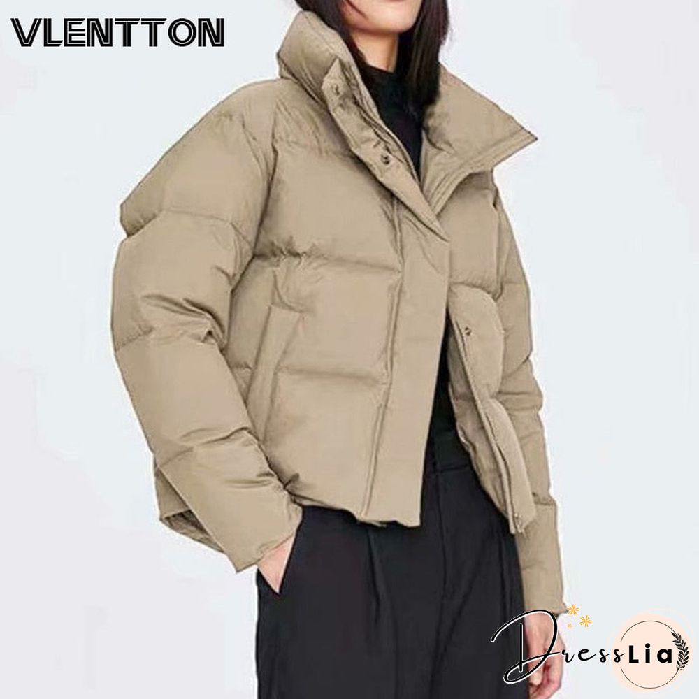 New Autumn Winter Woman Warm Thick Parka Coat Casual Loose Long Sleeves Jacket Chic Khaki Zipper Female Outwear