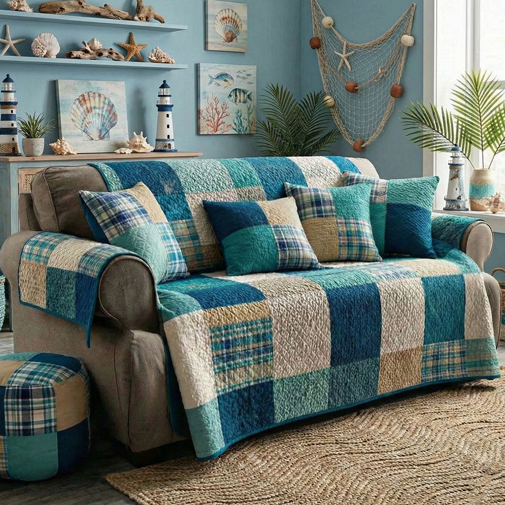 Sea Pattern Quilted Sofa Cover NCU0NT12101 everthome