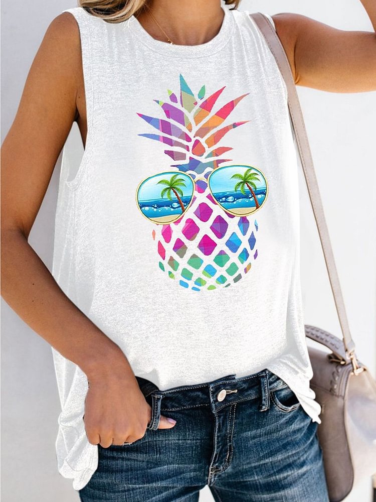 Bestdealfriday Colorful Pineapple Sunglasses Beach Tank