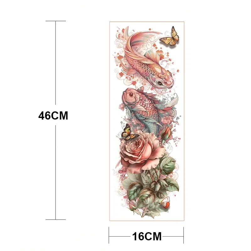 Sdrawing Size Leg Thigh Temporary Tattoo Stickers Full Arm Sleeve Wolf Carp Fox Peony Flower Fake Tattoo Sleeves Sexy Body Painting