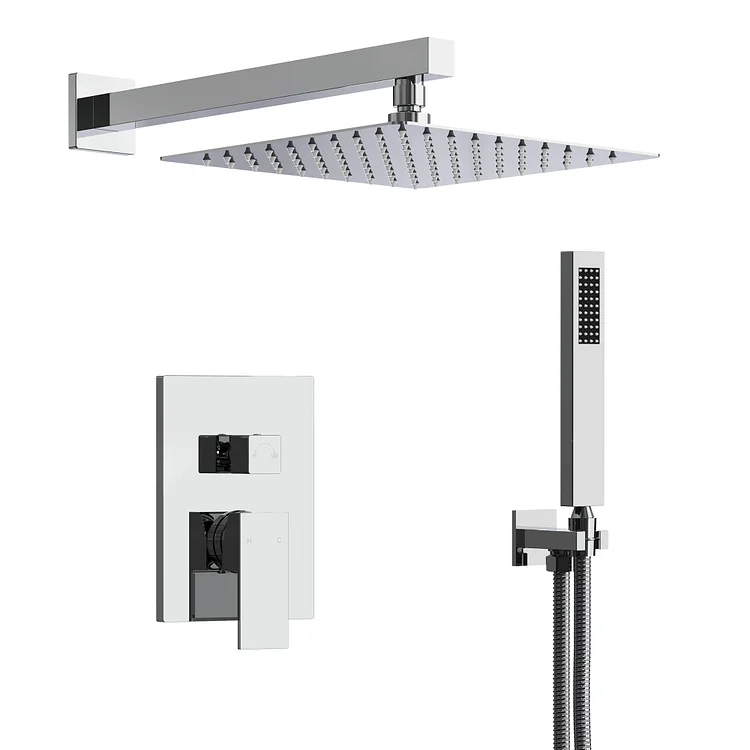 M6066CI-10BL EVERSTEIN Shower System | 10" Rain Shower Head with Handheld, Wall Mounted