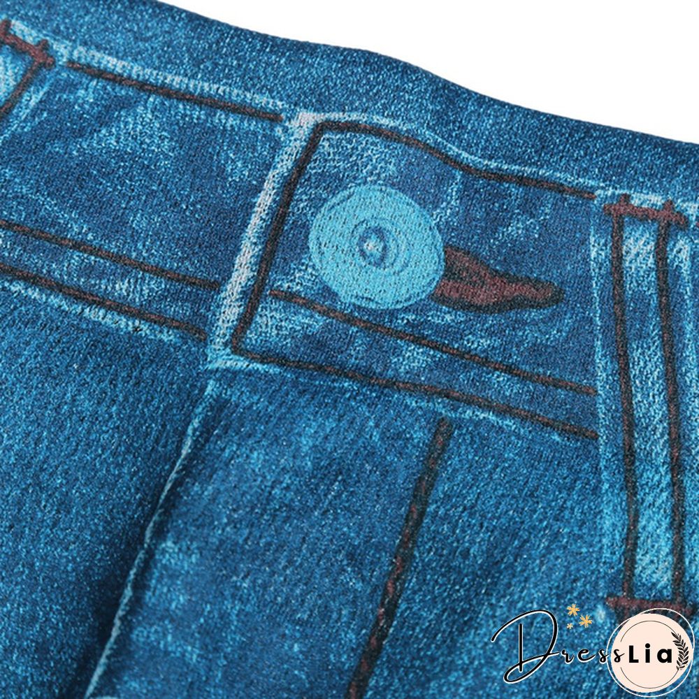 Women Fashion Print Seamless Skirt Faux Denim Jean Skirts Short Slim High Waist Elastic Mini Dress Plus Size