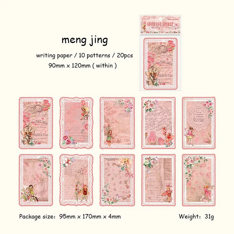 Journalsay 20 Sheets Cute Flower Fairy Material Paper Memo Pad DIY Flower Journal Decoration Writing Note Paper
