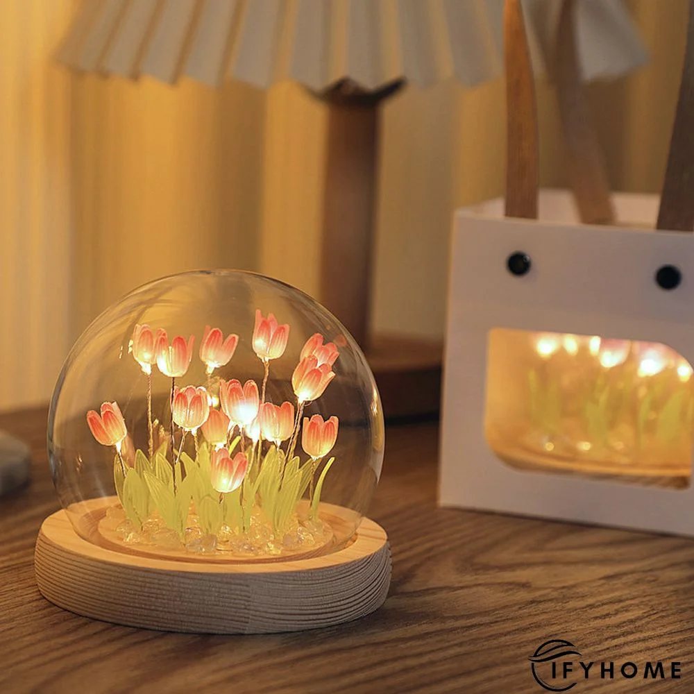 DIY Tulip Night Light Atmosphere Decoration Simulation Flower Bedroom Sleeping Table lamp | IFYHOME