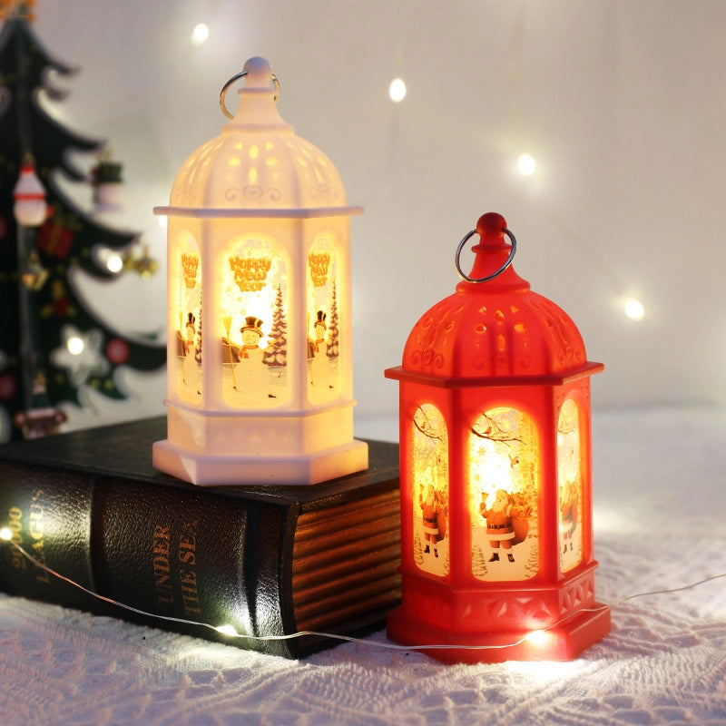 Christmas Decorative Wind Lamp Portable Electronic Night Light For The Elderly Snowman Luminous Small Oil Lamp Christmas Gift Ornaments