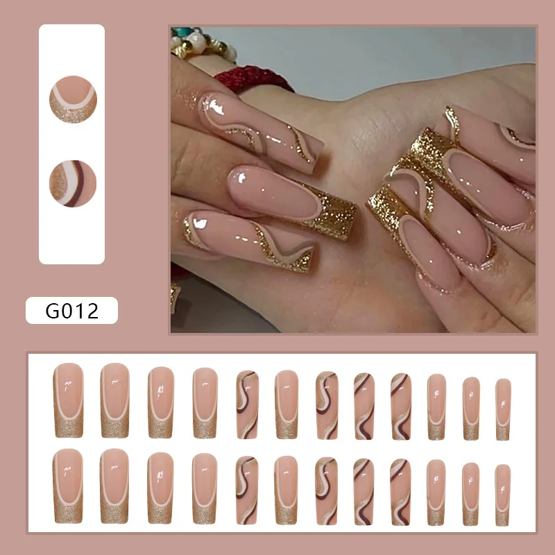 Churchf Churchf Long Water Nail Code Fake Nail Nail Patch French Nail Nail Patch