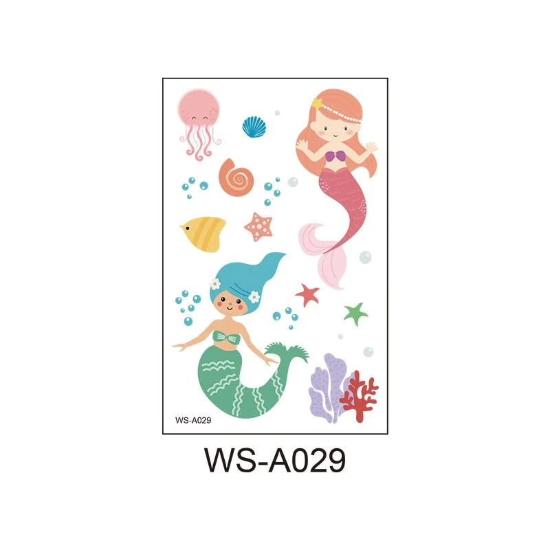 Children's cartoon mermaid tattoo stickers pink princess waterproof cute fun one-time reward stickers