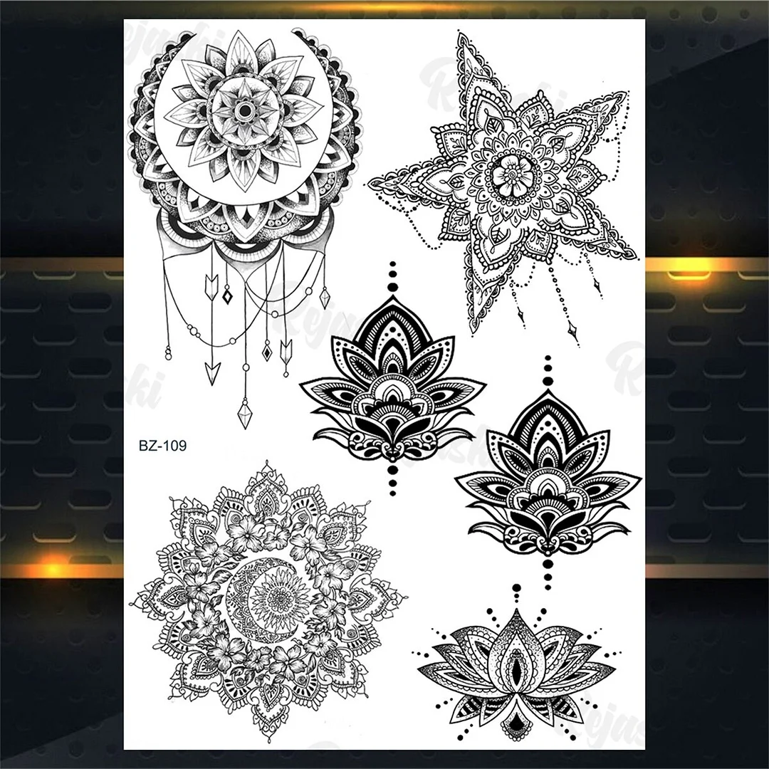 Sdrawing Elephant Pendant Temporary Tattoos For Women Men Lion Butterfly Snake Feather Fake Tattoo Sticker Glamour Back Body Tatoos