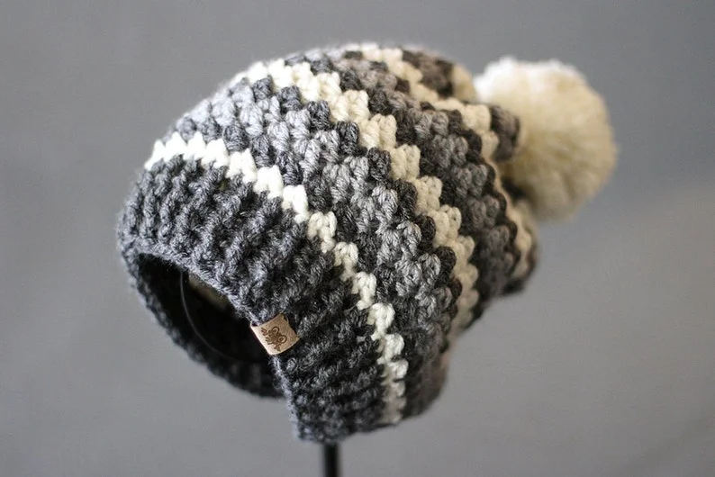 CROCHET PATTERN - Rainer Crochet Slouchy Hat Pattern - Striped Crochet Slouchy Hat Pattern - Easy Crochet Pattern - Striped Crochet Hat