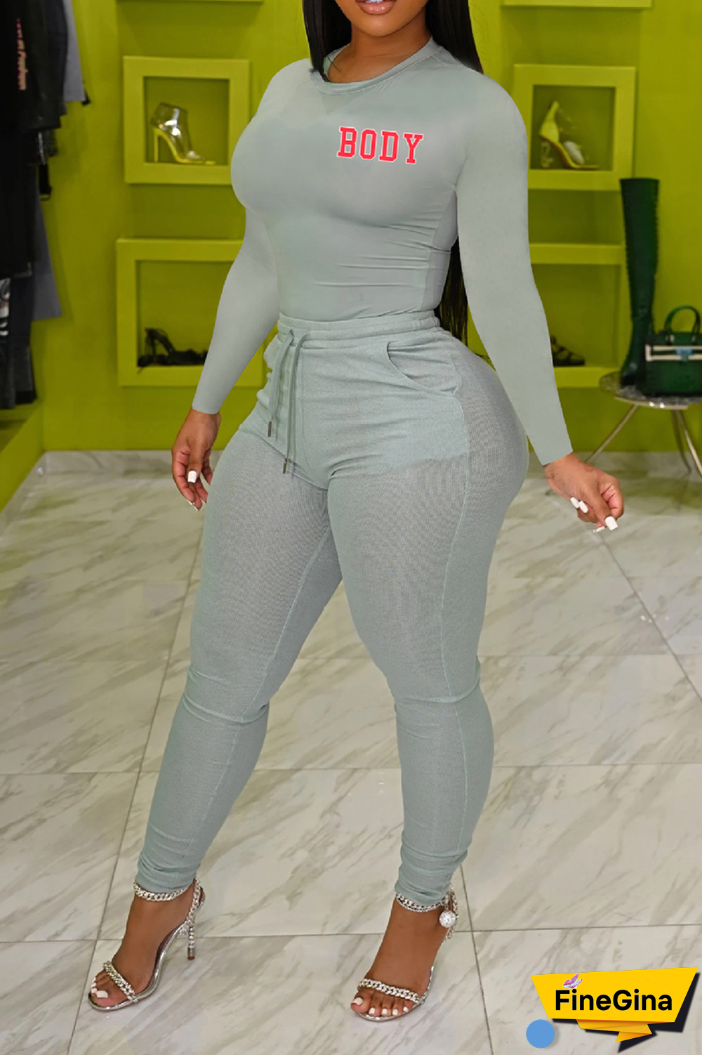 Pink Casual Print Patchwork O Neck Long Sleeve Two Pieces