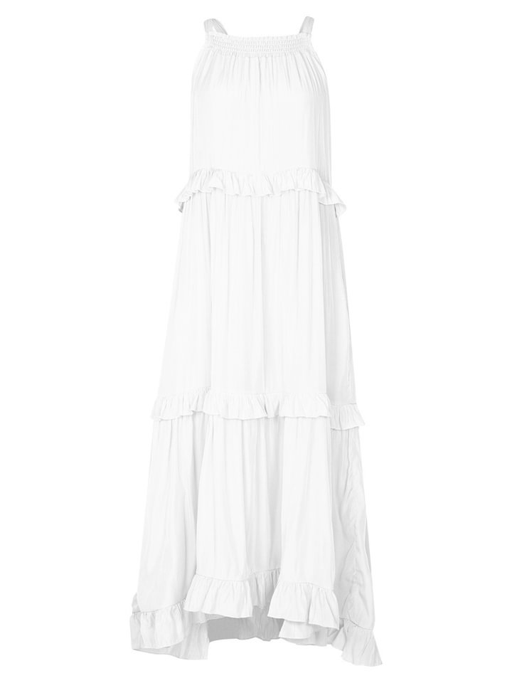 Irregular Cake Skirt No Sleeve Length Mop Holiday Dress | EGEMISS