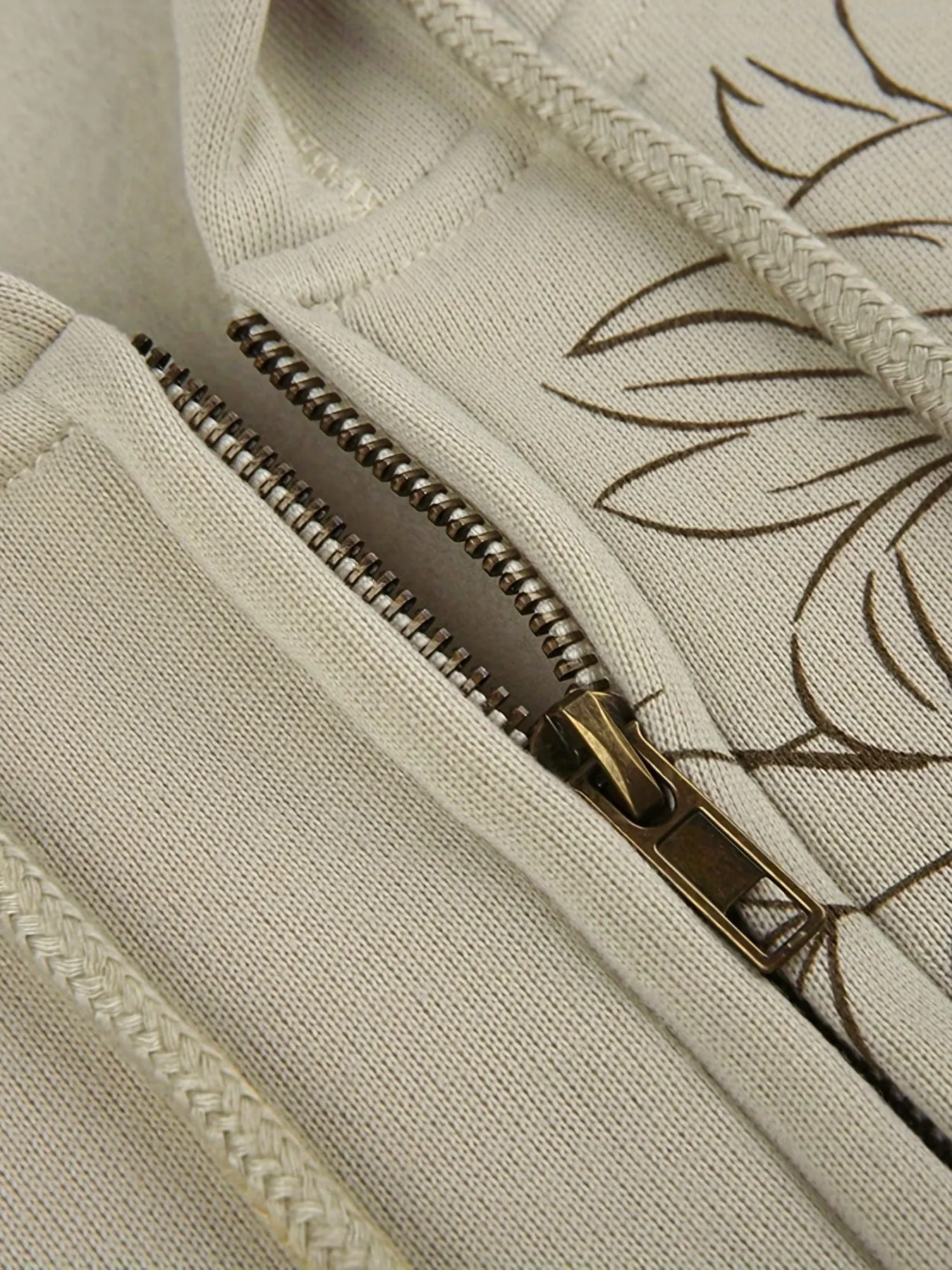 Brown and Beige Floral Print Hoodie