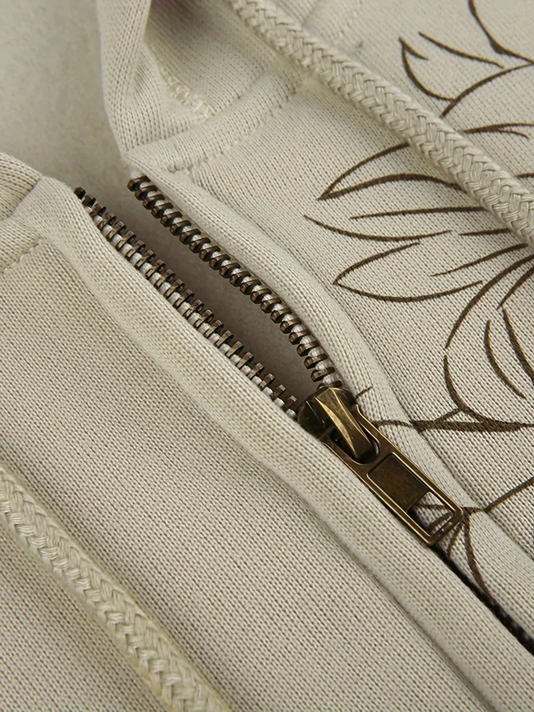 Brown and Beige Floral Print Hoodie