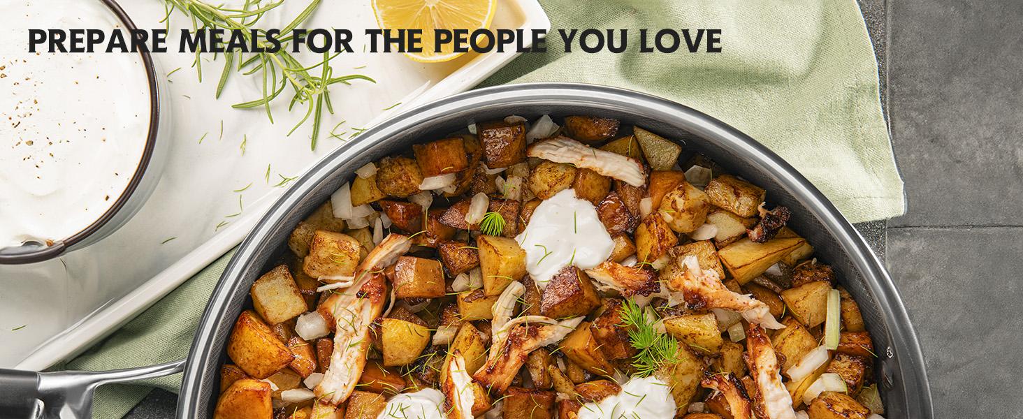 SNOWCLAD 10-Pcs & 14-Pcs Hybrid Cookware Set with Lids – Nonstick Stainless Steel Pots and Pans Set, Dishwasher Safe, Induction Ready, Non-Toxic & PFOA Free #SummerWins