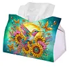 (24cm)Diamond Art Tissue Box Cover DIY PU Desktop Organizer(Sunflowers and birds)