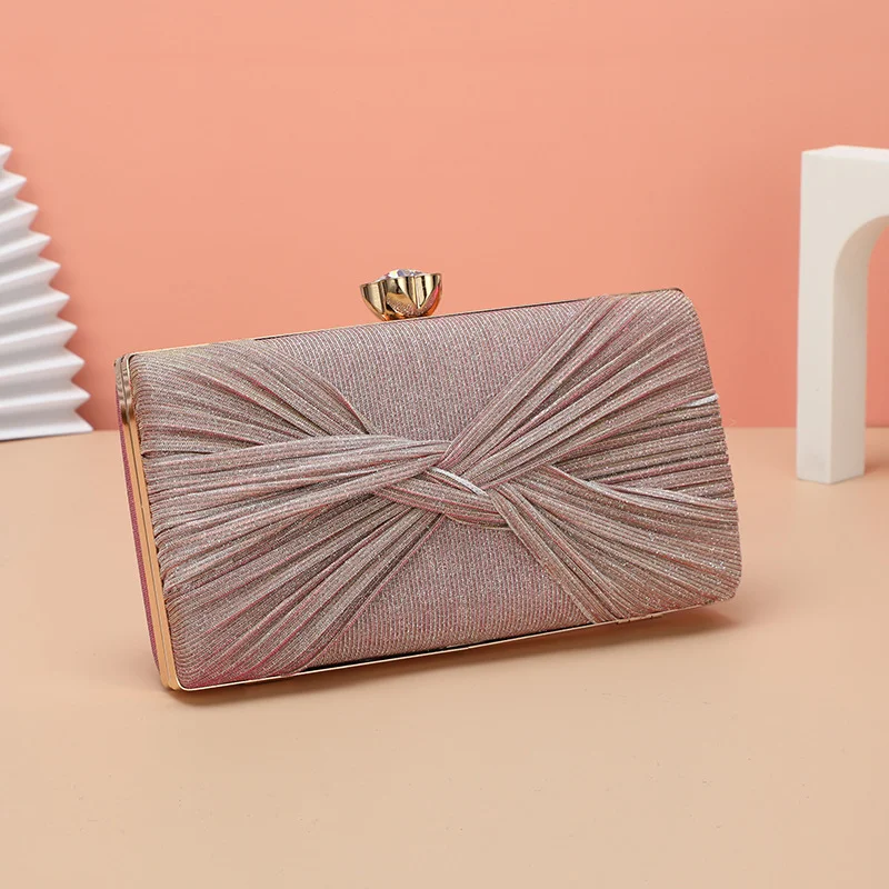 Solid Pleated Clutch Box Evening Ladies Bag