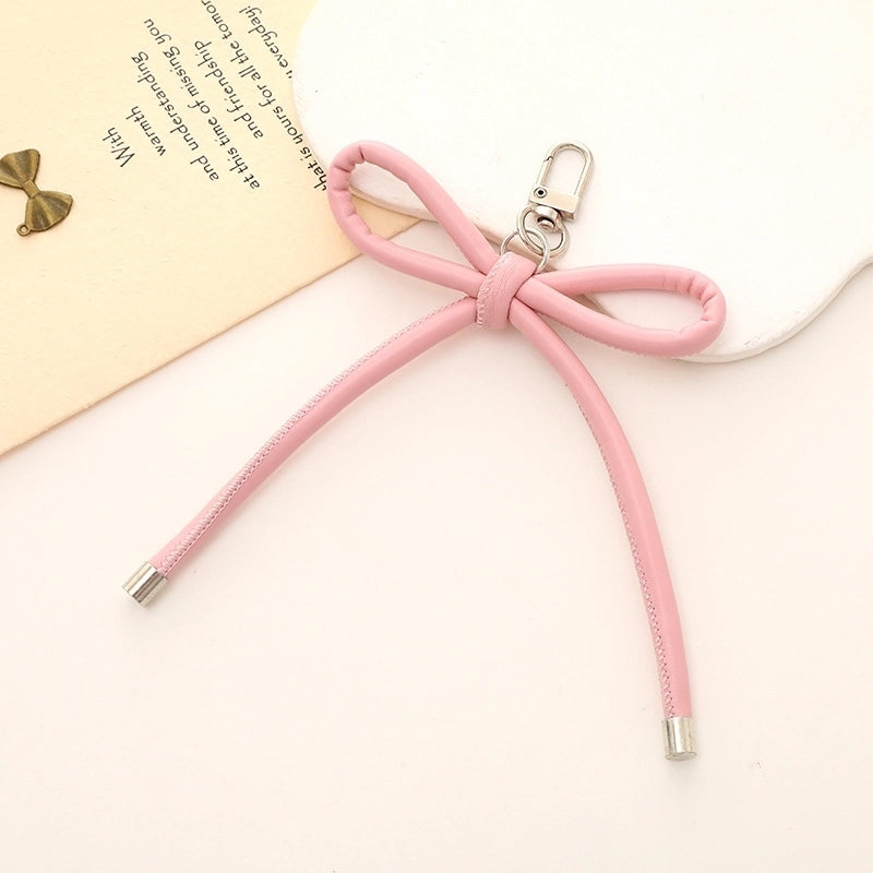 Basic Bow Knot Pu Leather Bag Pendant Mobile Phone Chain Keychain