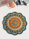 Crochet Colorful Mandala Coaster Handmade DIY Material Package with Crochet Hook