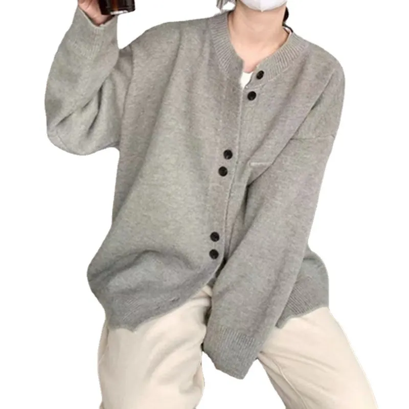 Churchf Winter New Style Lazy Wind Knit Cardigan Female Loose Soft Waxy Large Size Sweater Coat Design Feeling Jacket Female