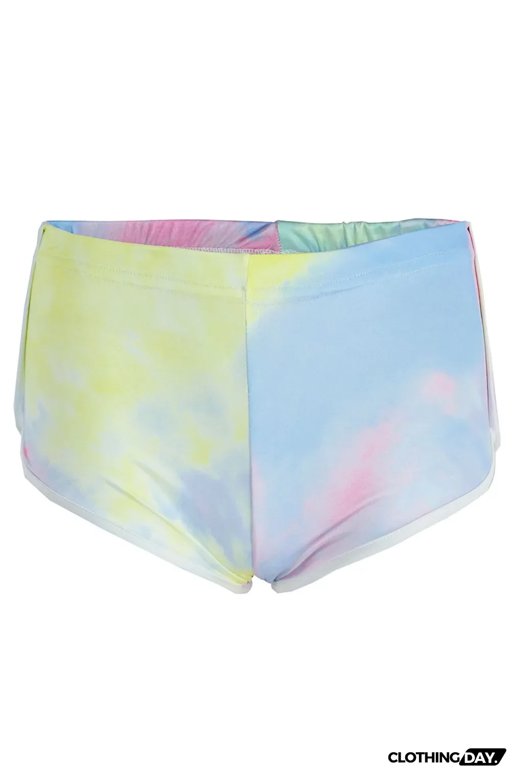 Turquoise Casual Sportswear Print Solid Patchwork Skinny High Waist Short