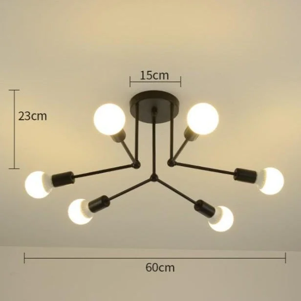 Nordic Creative Iron Ceiling Lamp 6 Head 8 Head Iron Pole Bedroom Lamp Rental Room Economy Simple Ceiling Living Room Lamp