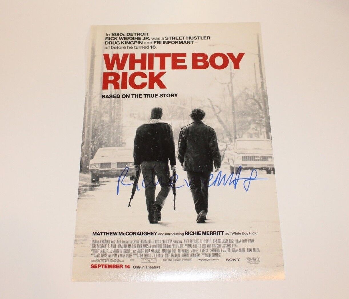 ACTOR RICHIE MERRITT SIGNED 'WHITE BOY RICK' 12x18 MOVIE POSTER Photo Poster painting w/COA