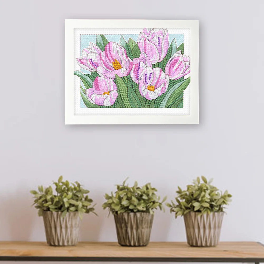 DIY Flower Full Drill Diamond Painting for Beginners(Canvas|15*20cm)【with Plastic Frame】