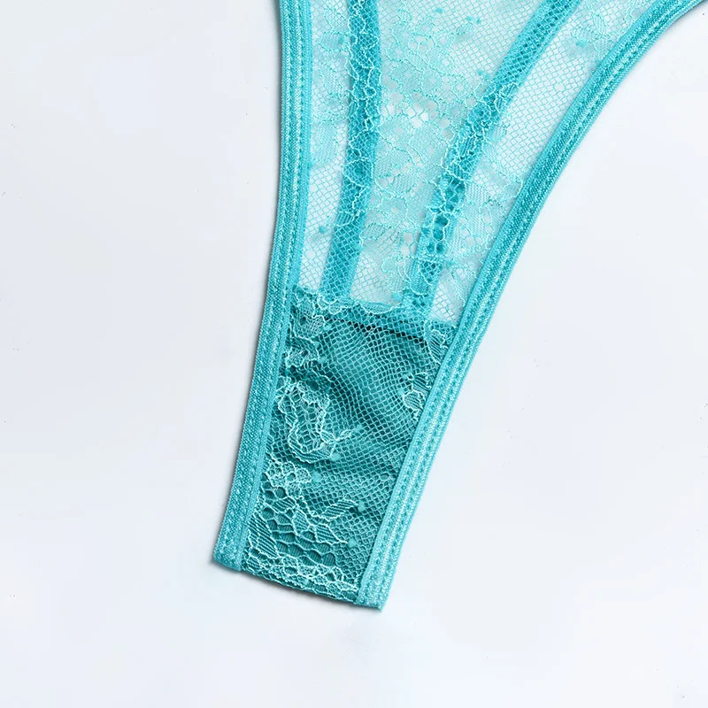 Billionm Lingerie Set Push Up Bra and Panty Sexy Intimate Womens Sex Underwear Three Pieces Mesh Sheer Lingere Lace Pink Bralette Costume