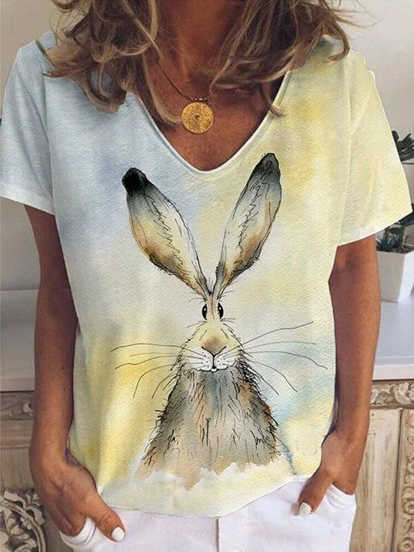 Women's Easter Bunny Print Tee Shirt