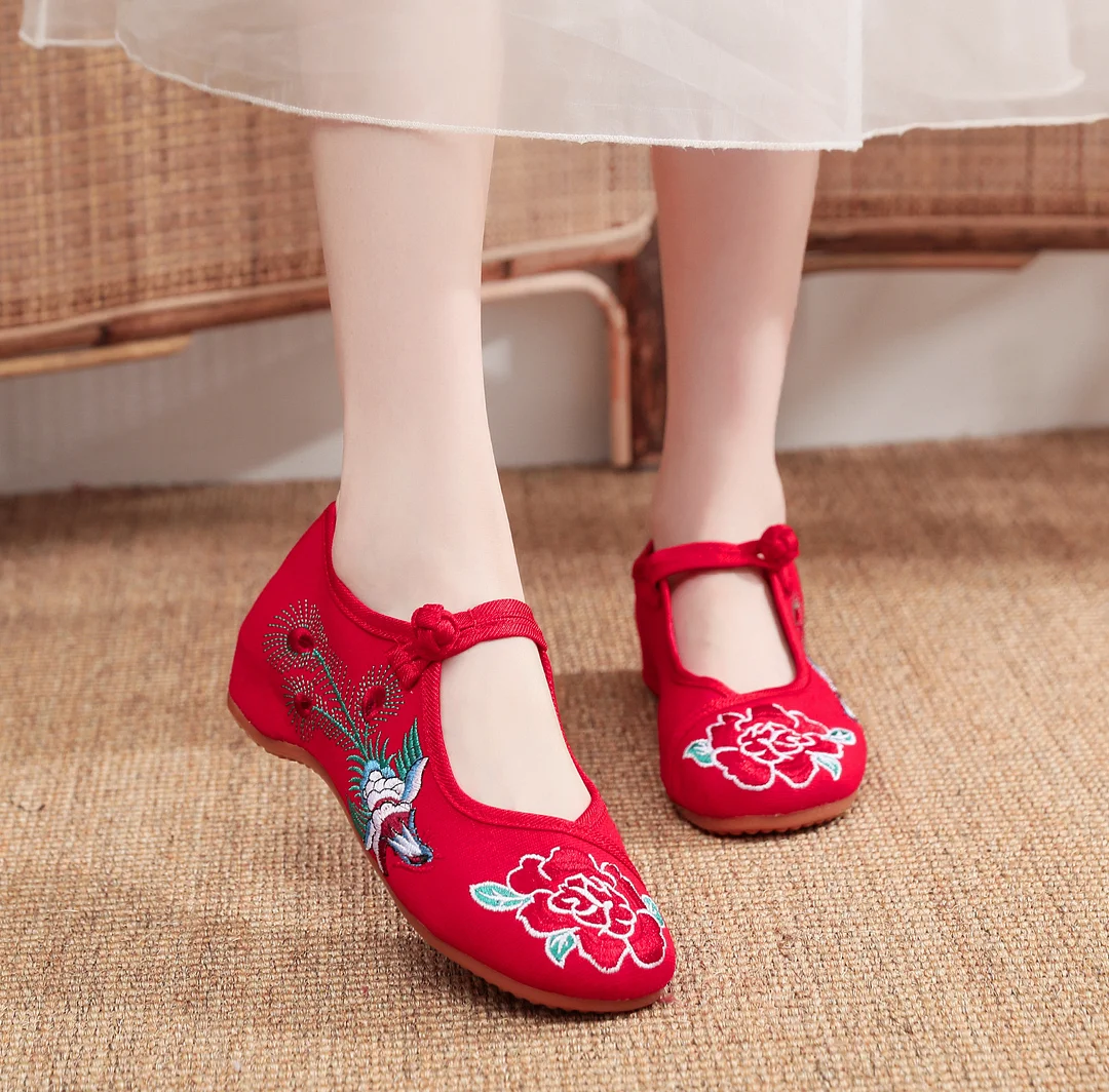 Zingj Zingj Embroidered Shoes Ethnic Wind Embroidered Women's Shoes Spring And Autumn Beef Tendon Bottom Women's Single Shoes