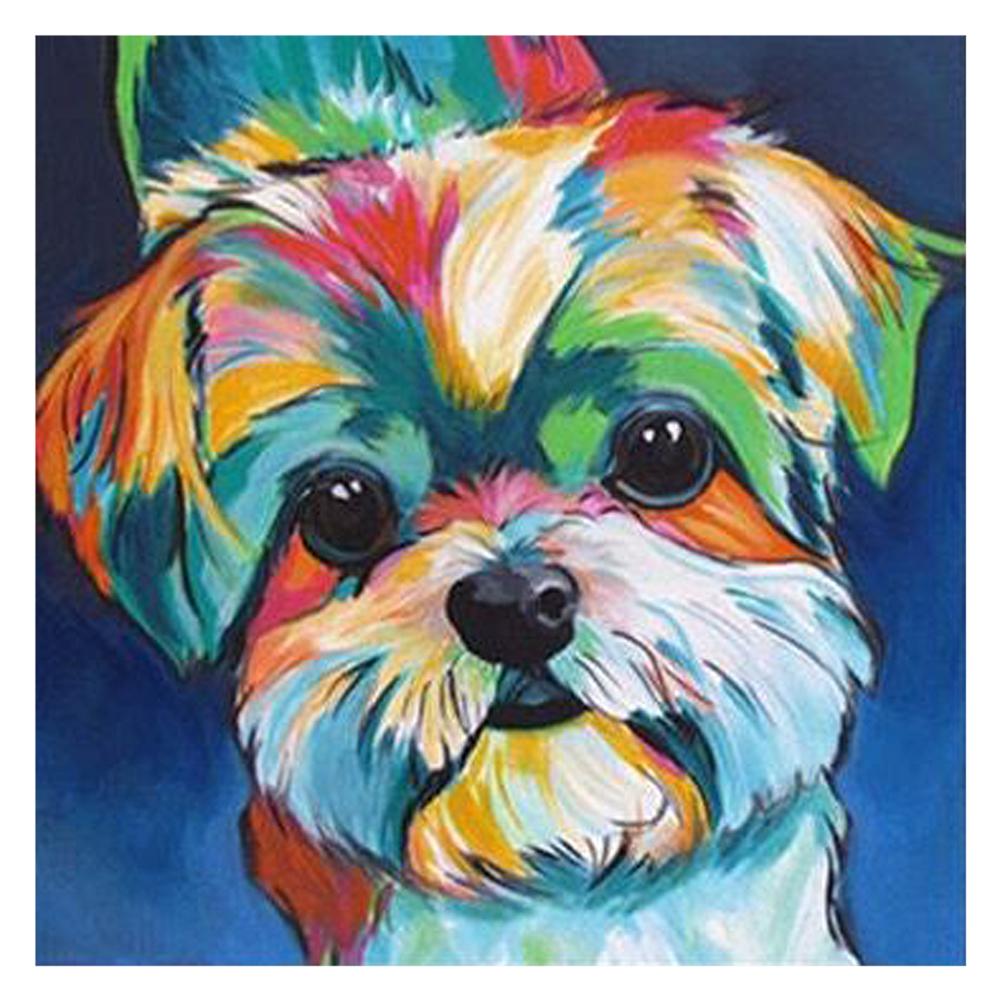 

30*30CM - Lovely Colorful Dog - Round Drill Diamond Painting, 501 Original