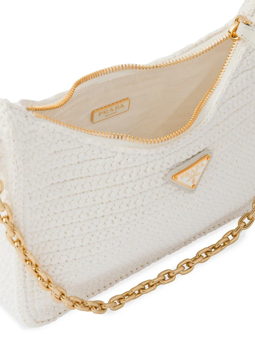 Prada Re-edition 2005 Raffia Bag white