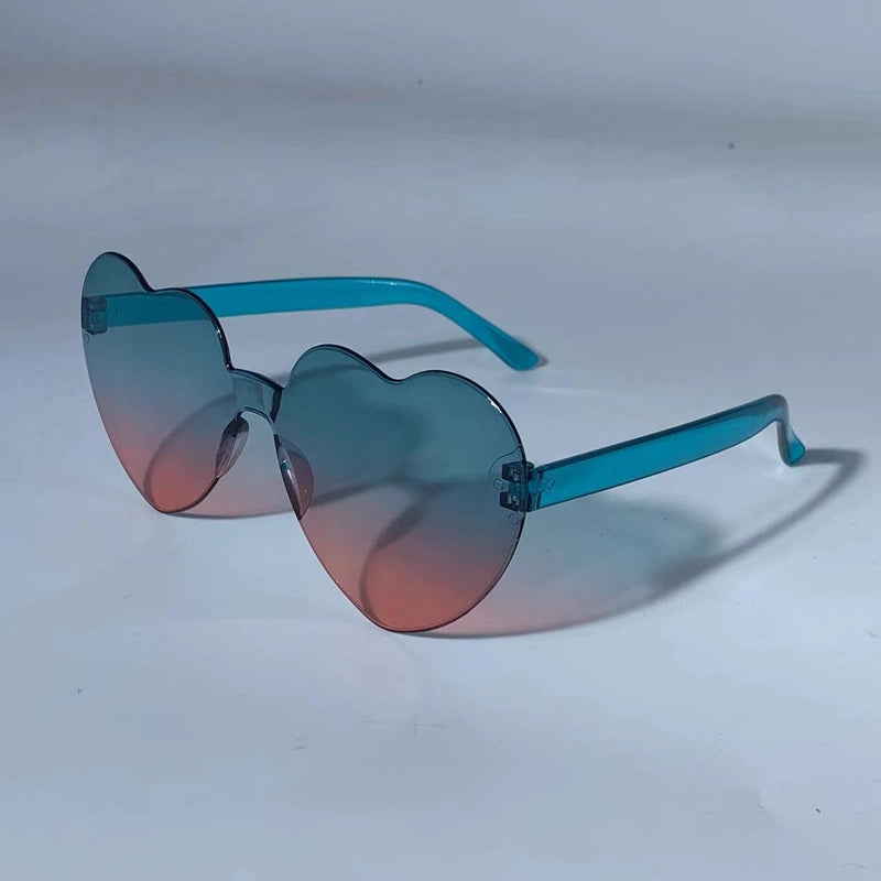 Transparent Jelly Color Love Sunglasses Men’s And Women’s Peach Heart Sunglasses Heart-shaped Conjoined Love Sunglasses