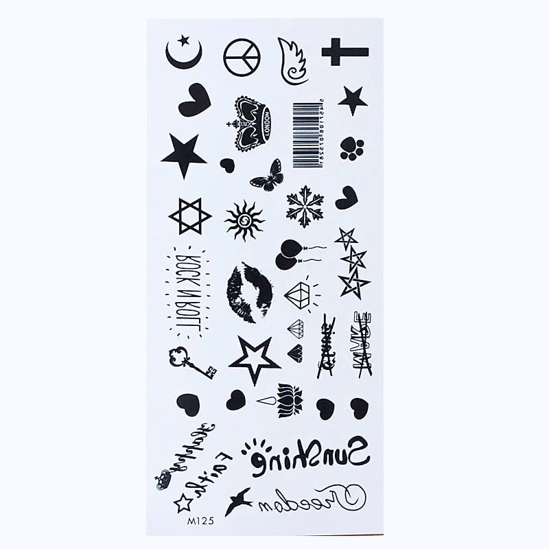 Temporary English Word Tattoo Stickers Black Letters Body Art Tattoos Sticker Waterproof For Temporary Tattoos