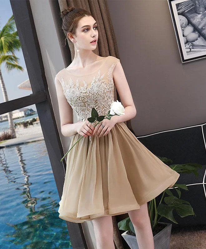 Cute Lace Short Prom Dress, Lace Evening Dress