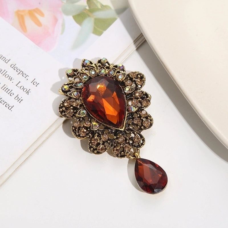 Fashion Pin Water Droplets Alloy Inlay Artificial Gemstones Women’S Brooches