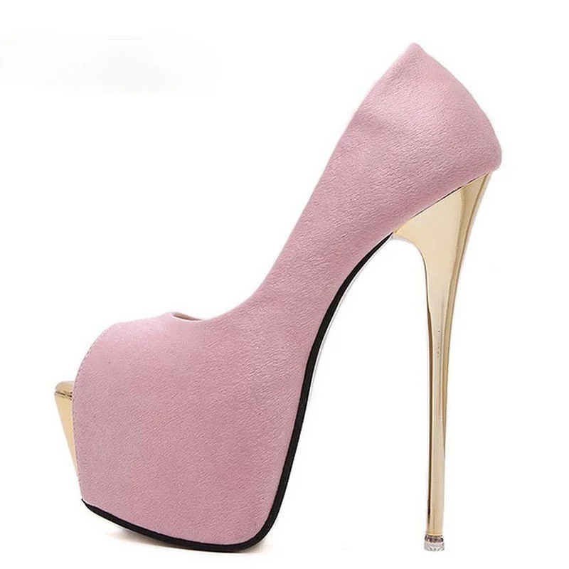 2021 Women Stiletto High Heel Shoes Open Toe 16CM Thin Heel Footwear Sexy stiletto fish mouth waterproof platform women shoes