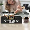 Wooden Pet Snack Storage Box with 3 Plastic Treat Jar Dog Food Storage Holder
