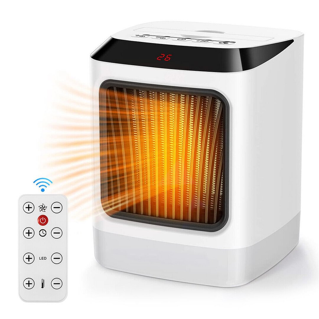 Electric Space Fast Heater Fan Portable Home Office Timer Thermostat+Remote 800W