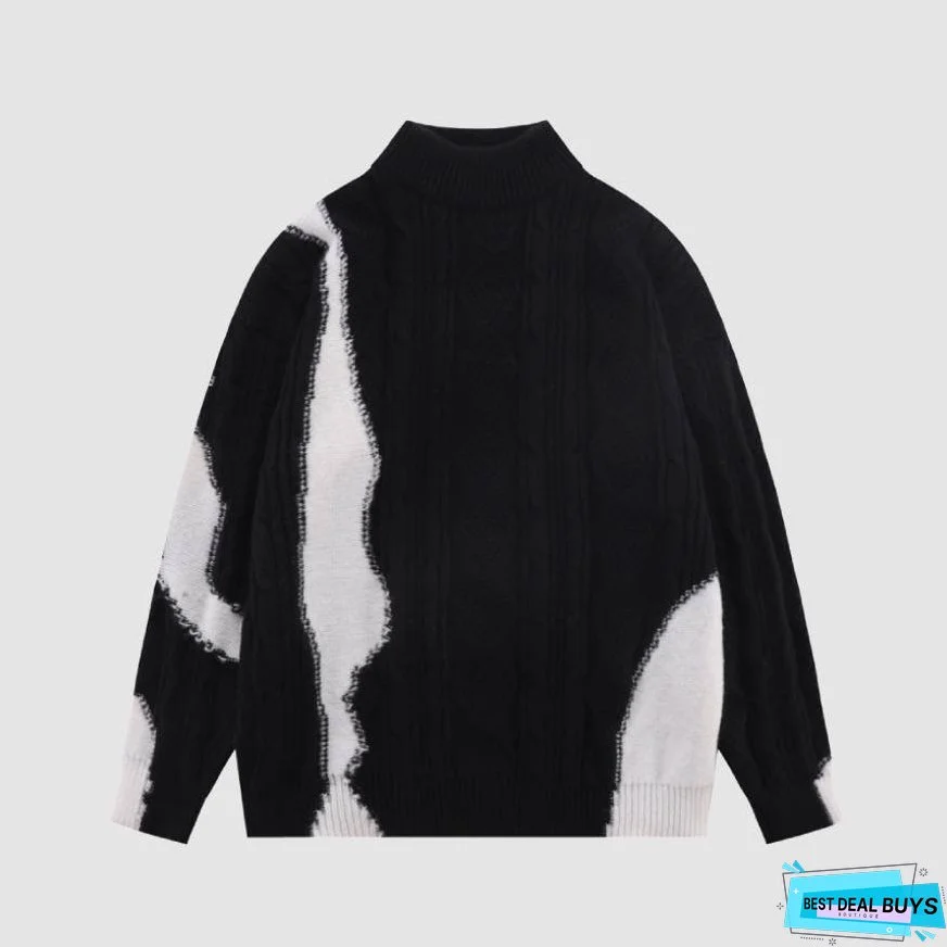 Color Block Turtleneck Sweater