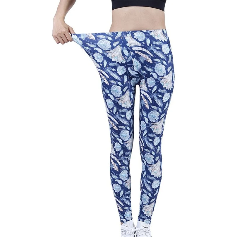 CUHAKCI Sexy Patch Print Legging Pencil Pants Female Fitness Jeggings Women Lady Streetwear Workout Trousers