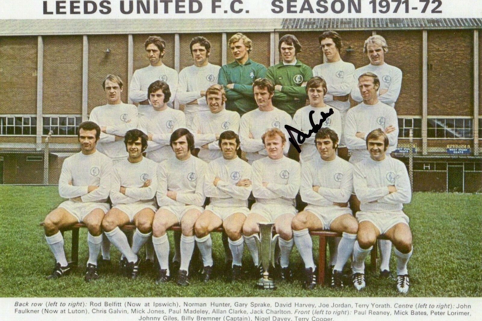 ALLAN CLARKE AUTOGRAPH, LEEDS UNITED, ENGLAND