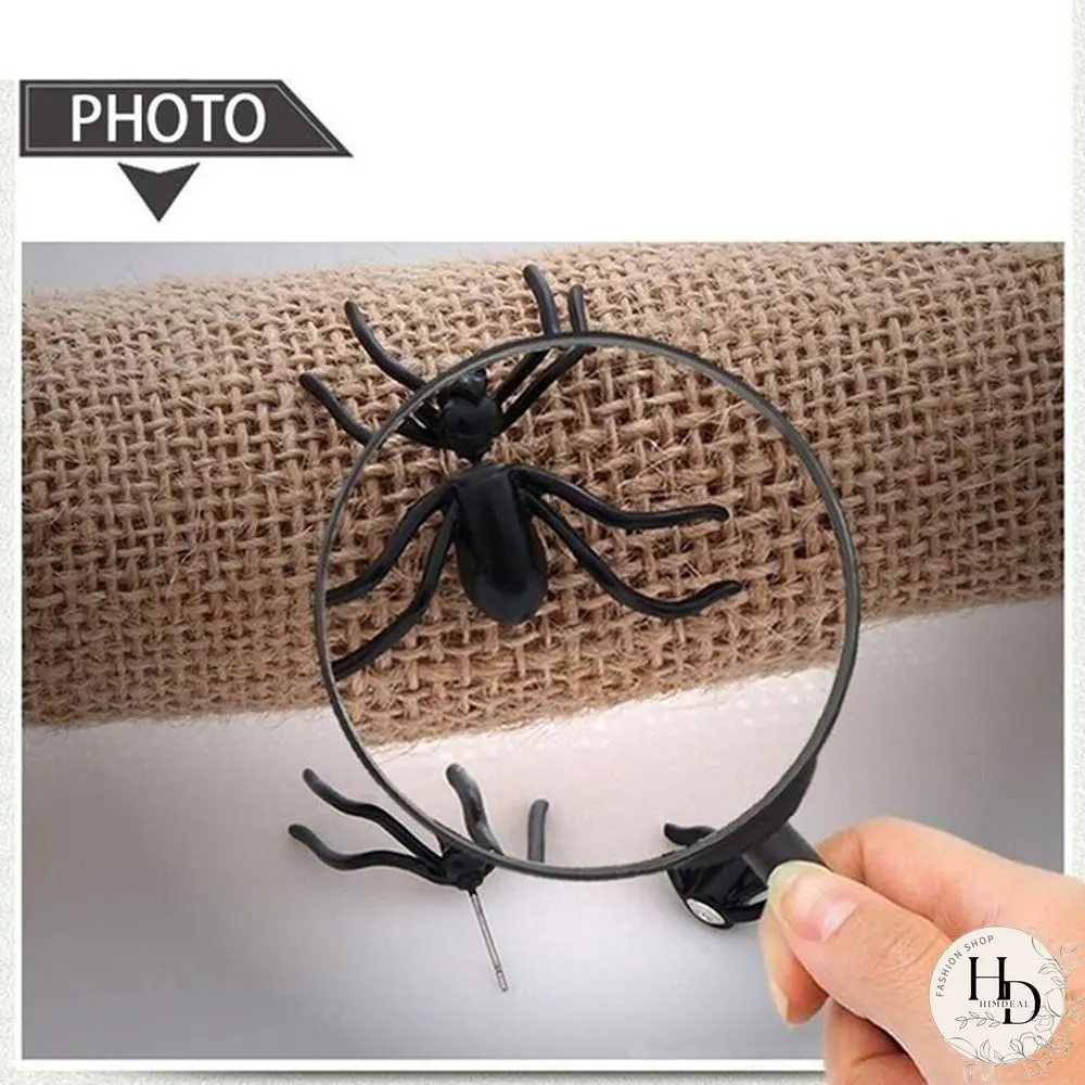 Pair Fashion Halloween Black Spider Stud Earrings Personality Double-sided Decoration