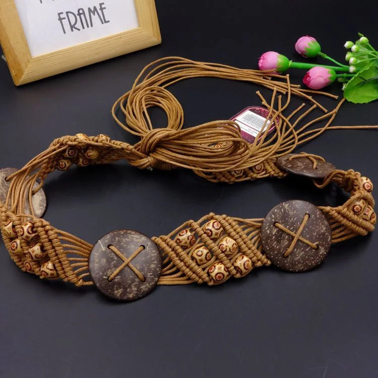 Bohemian wax rope braided belt