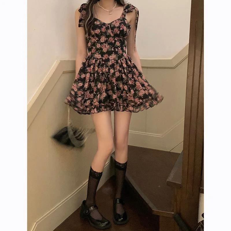 Spaghetti Strap Floral A-Line Dress YP1708