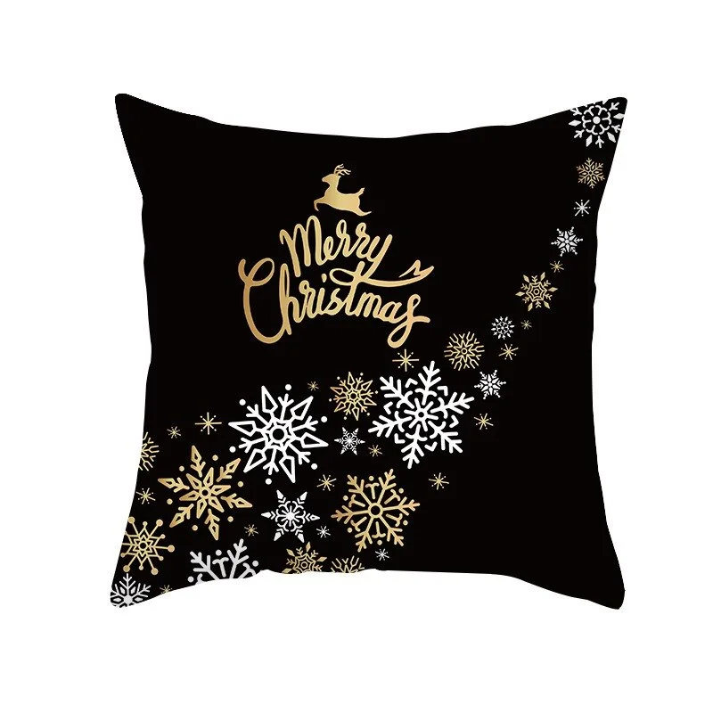 Black Gold Christmas Pillowcase Snowflake Elk Xmas Tree Pillow Merry Christmas Decoration for Home Navidad Present Noel 2021 New